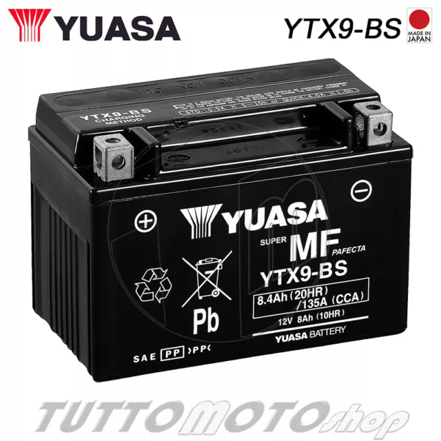 BATTERIA originale YUASA YTX9-BS 12V - 8,4 ah / ATTIVATA-SENZA MANUTENZIONE Moto