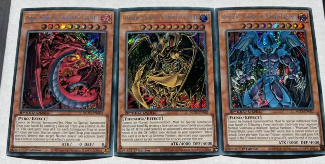 YuGiOh Hamon, Raviel & Uria Secret Rare God Card Sacred Beast Promo Set SGX3