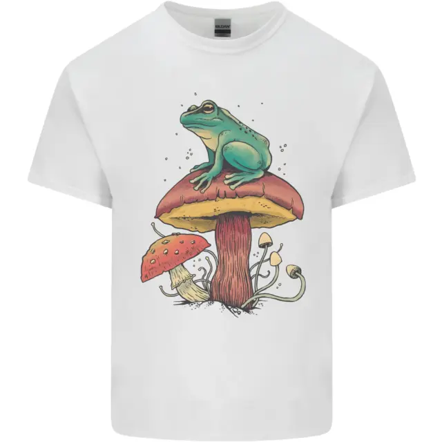 T-shirt bambini una rana seduta su un fungo
