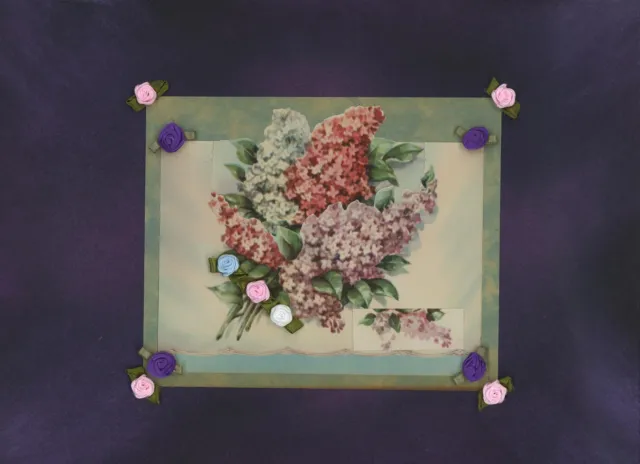 Vintage Purple Pink Blue White Lilac Flowers Collage Aesthetic Art Print Pastel