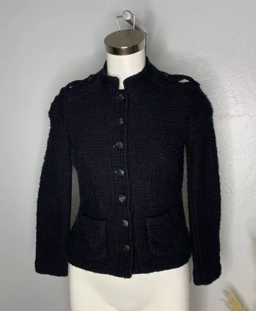 LOFT Ann Taylor Petites Women's Navy Blue Army Military Style Blazer Jacket 4P