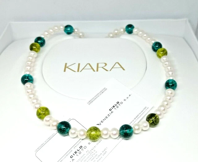 Collier En Verre De Murano Bleu Glitter Antica Murrina Venezia - Neuf Avec étiquettes