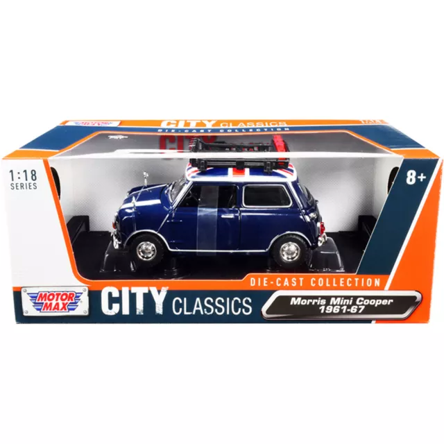 Motormax 1/18 Scale Diecast Model Car 1961-1967 Morris Mini Cooper RHD Dark Blue