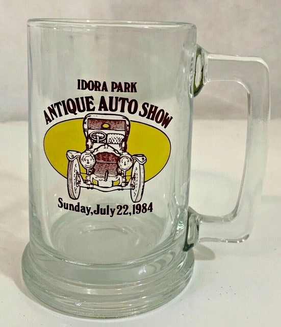 VINTAGE 1984 IDORA Park Antique Auto Car Show Glass Coffee Beer Mug 5