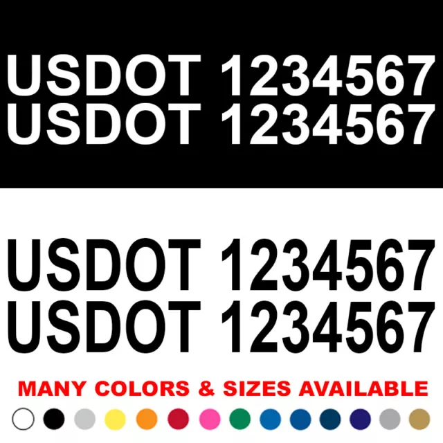 USDOT Decals Set of 2 Custom US DOT Numbers Sticker Commercial Pick up Truck Van