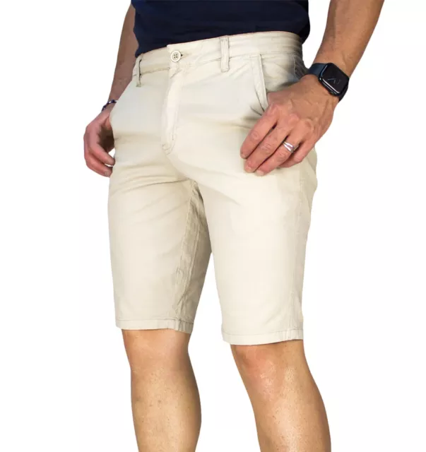 Bermuda Uomo Cotone Shorts Pantaloncino Corto Chino Elasticizzato Casual RDV 2