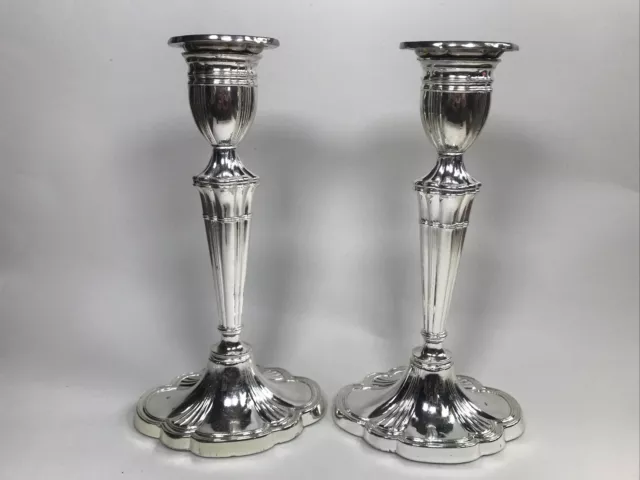 Pair of Ornate Antique Silver Plated Rococo Georgian ? Adams Style Candlesticks