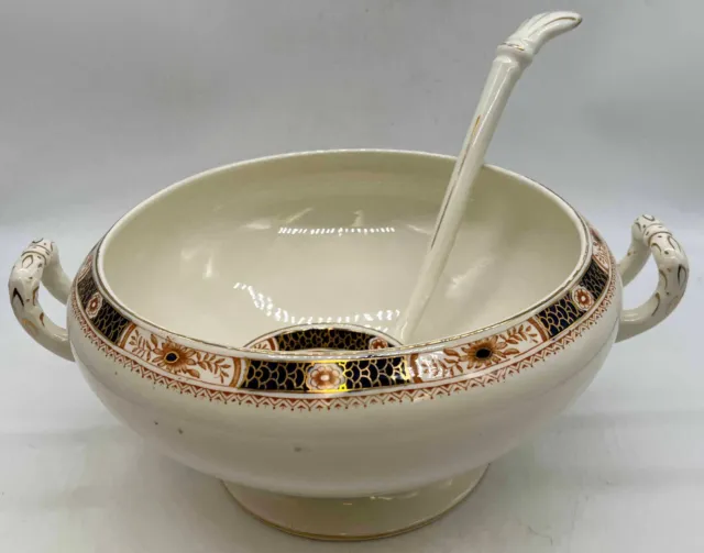 Vintage Osborne Woods Ware Casserole Dish / Tureen + Ceramic Serving Spoon