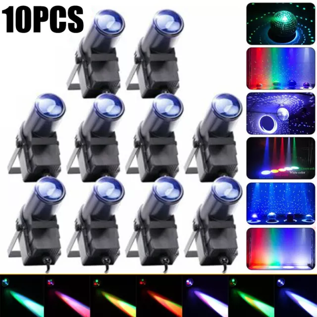 10X 30W RGBW LED DMX Bühnenbeleuchtung Pinspot Bühnenlicht Punktstrahler DJ Show