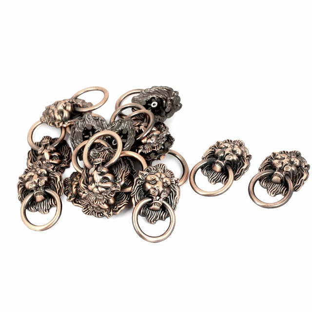 Lion Head Design Drawer Cupboard Cabinet Pull Handle Knob Copper Tone 15pcs