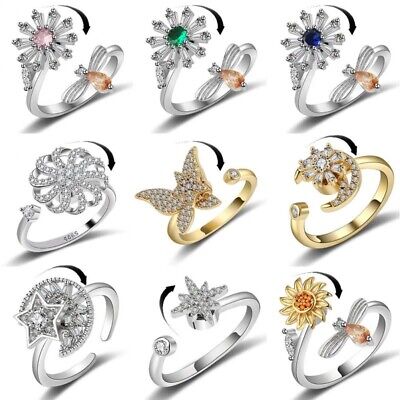 Rotating Ring Opening Adjustable Relief Anxiety Pressure Fidget Rings Jewelry