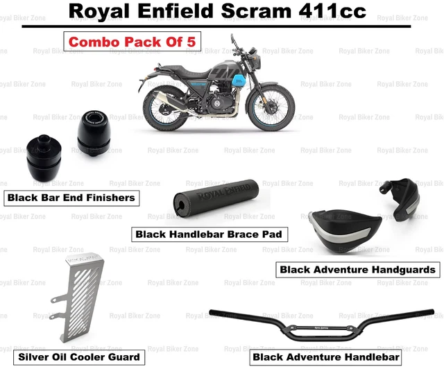 "Black Adventure Handlebar" Combo Pack of 5 pcs For "Scram 411cc" Royal Enfield