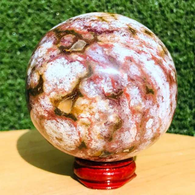 432G Rare Natural Ocean jasper Quartz Sphere Crystal Ball Specimen Healing
