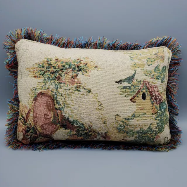 Almohada Woodland Santa Tapiz Acento Pájaro Pajarera Flecos Fiestas Navidad