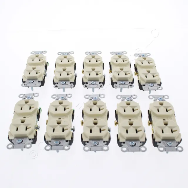 10 Hubbell Almond Finder Groove Duplex Receptacle Outlets 5-20R 20A CRF20AL