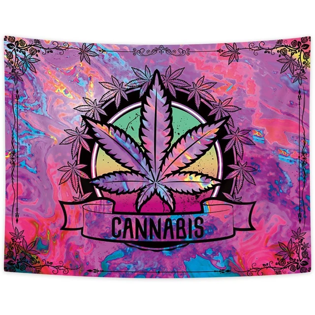 Hippie Psychedelic Weed Trippy Tapestry Wall Hanging Art Fabric Poster 60x40in