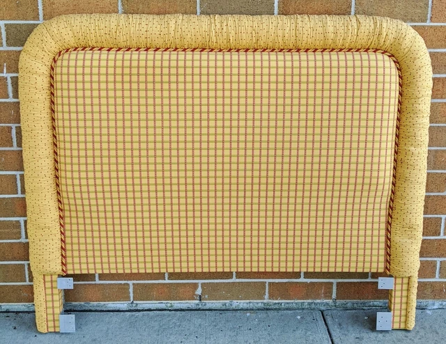 Vintage Mid-Century Modern FULL SIZE Canary Yellow Upholstered Bed HEADBOARD