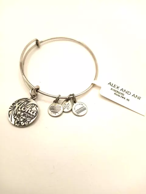 NWT Alex and Ani Silver Tone 2016 Aloha Hawaii Bracelet with Charms Please Read