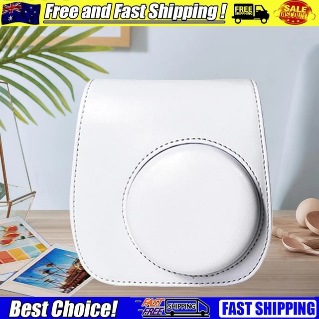 Instant Camera Bags PU Leather for Fujifilm Instax Mini 12/11/9/8 (White)