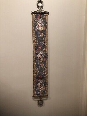 Vintage Corona Decor Co Blue Pink And Gild Floral Tapestries Brass Accents