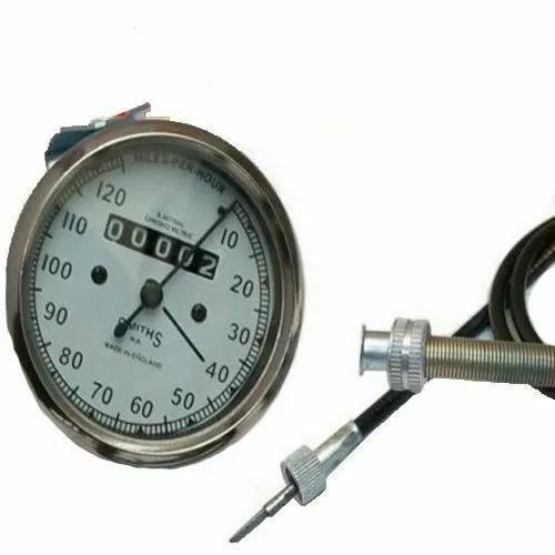 Réplique Smiths Speedo Blanc 120 Mph+54" Câble Pour Royal Enfield BSA