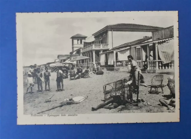 Cartolina Postcard Follonica Spiaggia lato sinistro animata nv