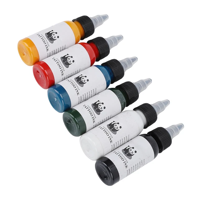 6 pz Set Inchiostro Tatuaggi 30 ml Blu Rosso Oro Verde Chiaro Bianco Nero Facile Colorazione GF0