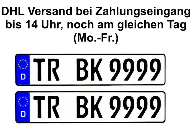 ☑️ 2x Kennzeichen I 520 x 110 mm I E- AUTO PKW LKW BUS Wohnmobil Auch Saison ☑️