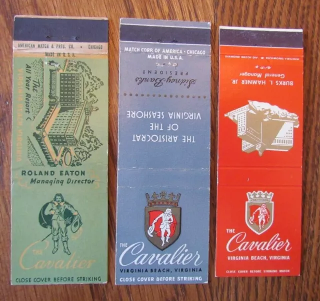 Cavalier Matchbook Matchcovers: Cavalier Hotel (Virginia Beach, Va) R. Eaton E13