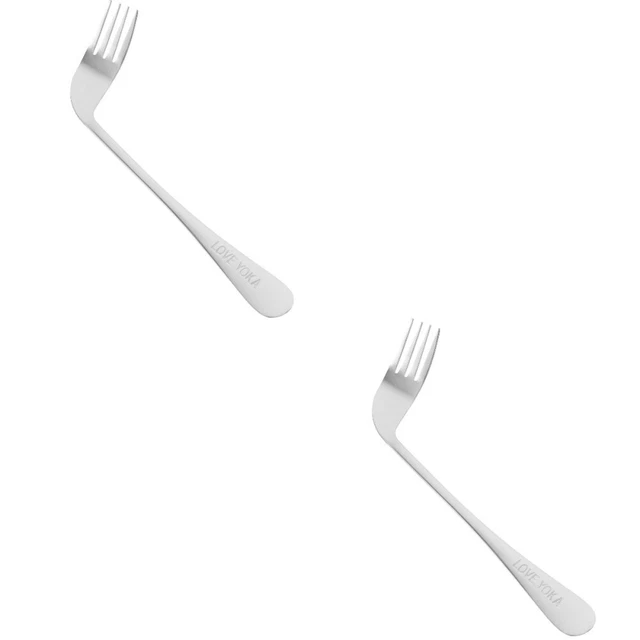 2 utensili adattivi forcella angolata per anziani utensili curvi