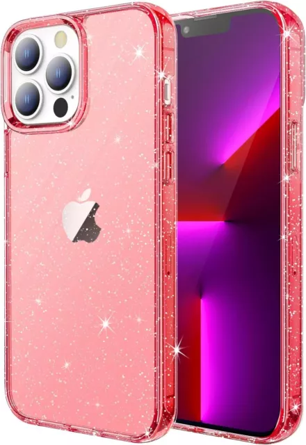 JETech Glitter Case for iPhone 13 Pro Max, 6.7" Bling Sparkle RED