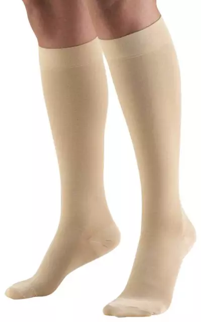 Truform 20-30 mmHg Below Knee Soft Top Compression Stockings Closed Toe Beige