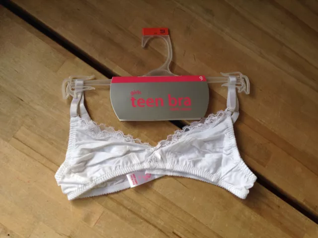GIRLS TEEN BRA Lace Trim 100% Cotton White Size 32A No Wire Brand NEW with  Tags' £8.99 - PicClick UK