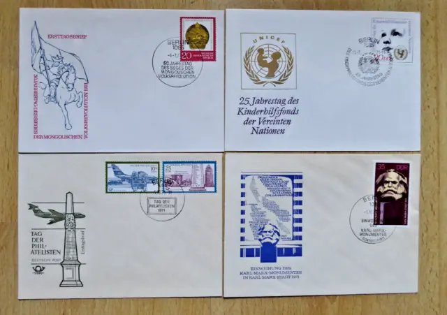 4 ETB FDC DDR 1971 - Mi-Nr. , 1688, 1690, 1703/04,  1706