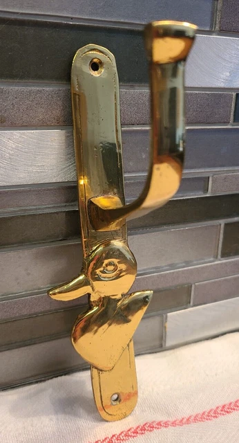 Brass Duck Head Hook Coat, Robe, Towel, Hats, Purse Hanger 6 3/4"