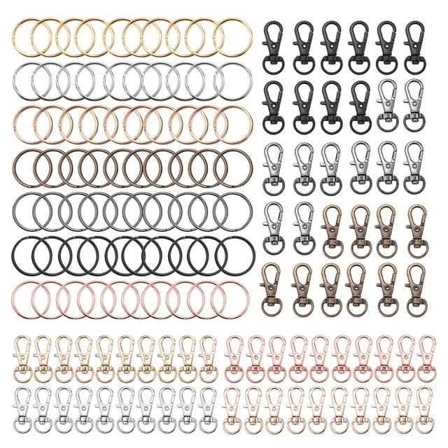 140Pcs Keyrings Carabiner Keyring Swivel Snap Hook Lobster Clasp Key Chain E5V6