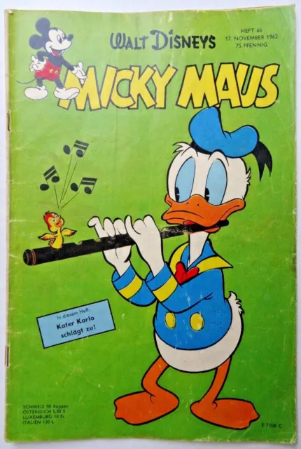 Micky Maus Heft Nr. 46 aus 1962, Zustand 2-3, mit Schnipp und Sammelbild