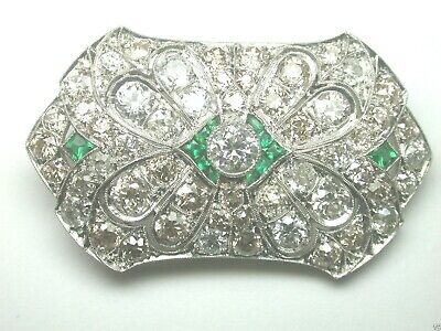 Antique Art Deco Vintage Diamond Filigree Brooch Pin Pendant Platinum EGL USA