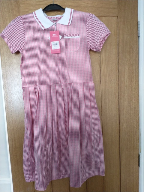 Abito da scuola rosso Gingham - Età 12 - Nuovo con etichette