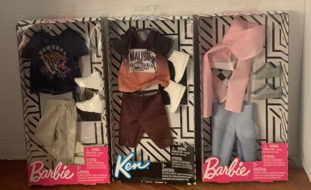 LOT OF 3 Barbie KEN Doll Clothing Outfits Shirts Pants Shorts