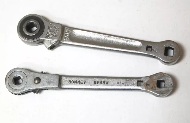 Two Bonney HVAC Refrigeration Valve Wrenches RF45A & RF23