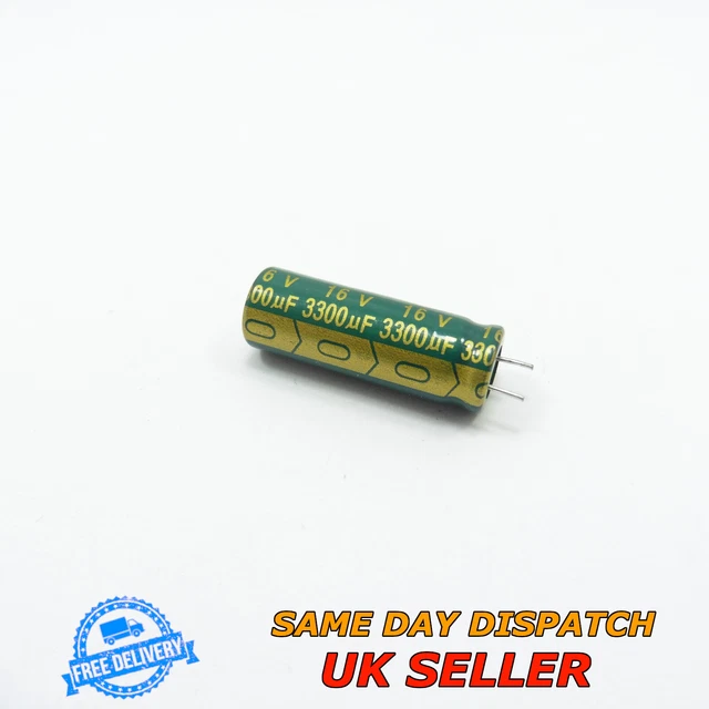 Radial Aluminium Electrolytic Capacitor 105°C 3300uF 16V Green Gold
