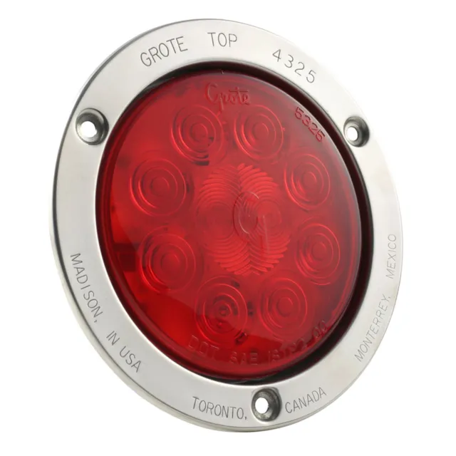 Grote 53302 Stop/Tail/Turn 4 Inch Red W/Ss Flange Snova Led