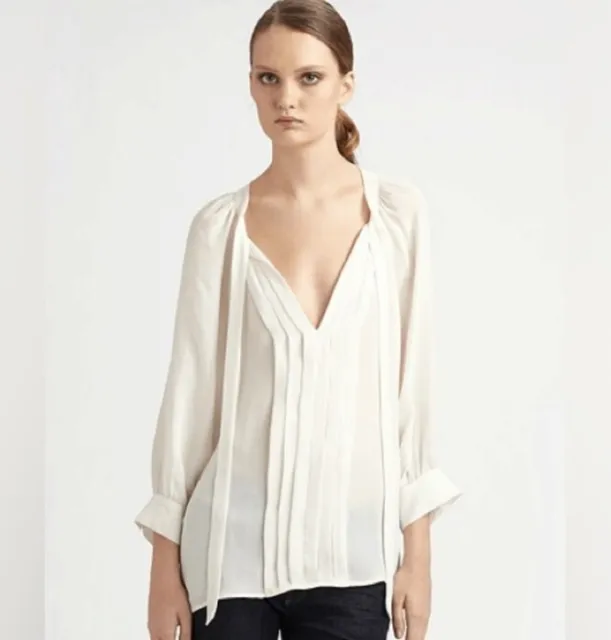 Joie Mirabella Tie-Neck Silk Blouse