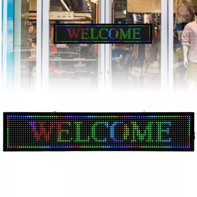 LED Scrolling Sign 40"X8" RGB 7 Color Programble Outdoor Advertising Light Board