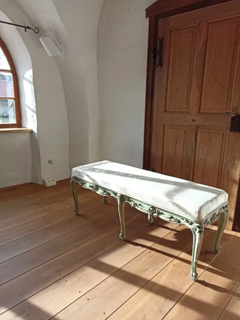 Antike Sitzbank um 1880, wohnfertig restauriert, neu gepolstert, Tabouret