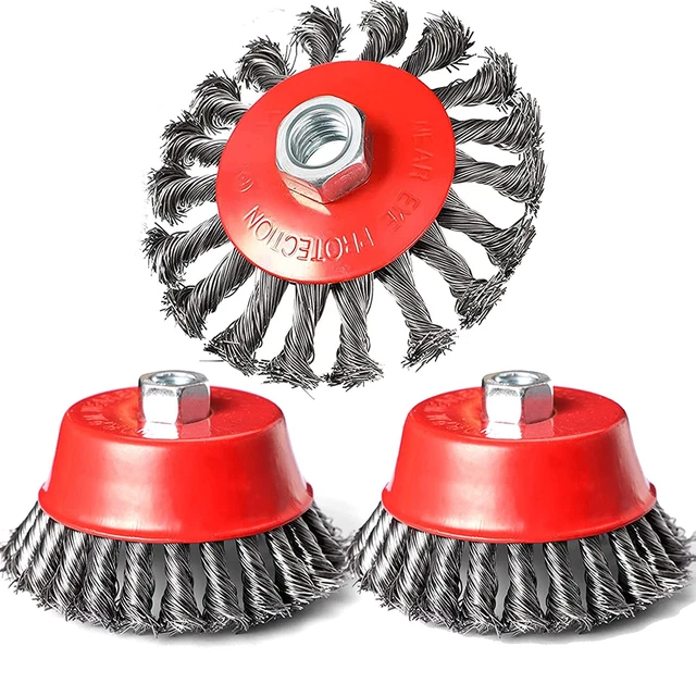 4 Inch Wire Wheel Brush Set for Grinder  3 Pack Wire Wheels for 4 1/2