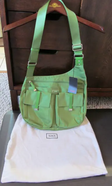 Nwt Tumi Women's Canvas Grass Green Large Messenger Bag Sling Purse Handbag