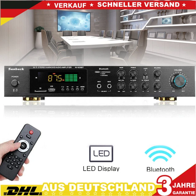 Kaichenyt Amplificatore, amplificatore di potenza 600 W HiFi Stereo Amplificatore 5 canali Bluetooth FM/AM Radio Full Amplifier Digital FM USB Stereo Amplifier per Karaoke Home Cinema ecc