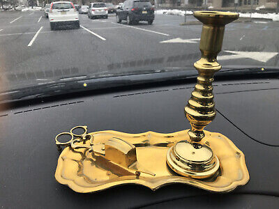 Solid brass Handmade Candle Snufter Tray And 7” Harvin Brass Candlestick